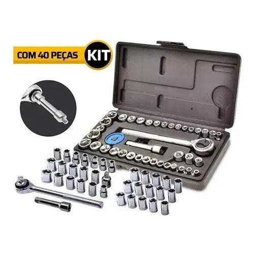 Kit 40 peças com catraca reversivel